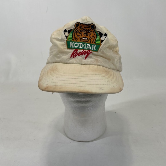 Kodiak Racing Other - Vintage Kodiak Racing Snapback Hat Made in USA Off White Embroidered Bear Cap
